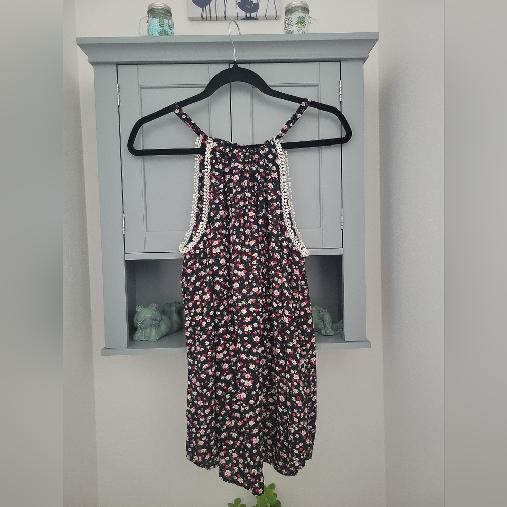 Floral Halter Flowy Tank Top Boho Spring Summer Vacation Size Medium - Picture 3 of 9